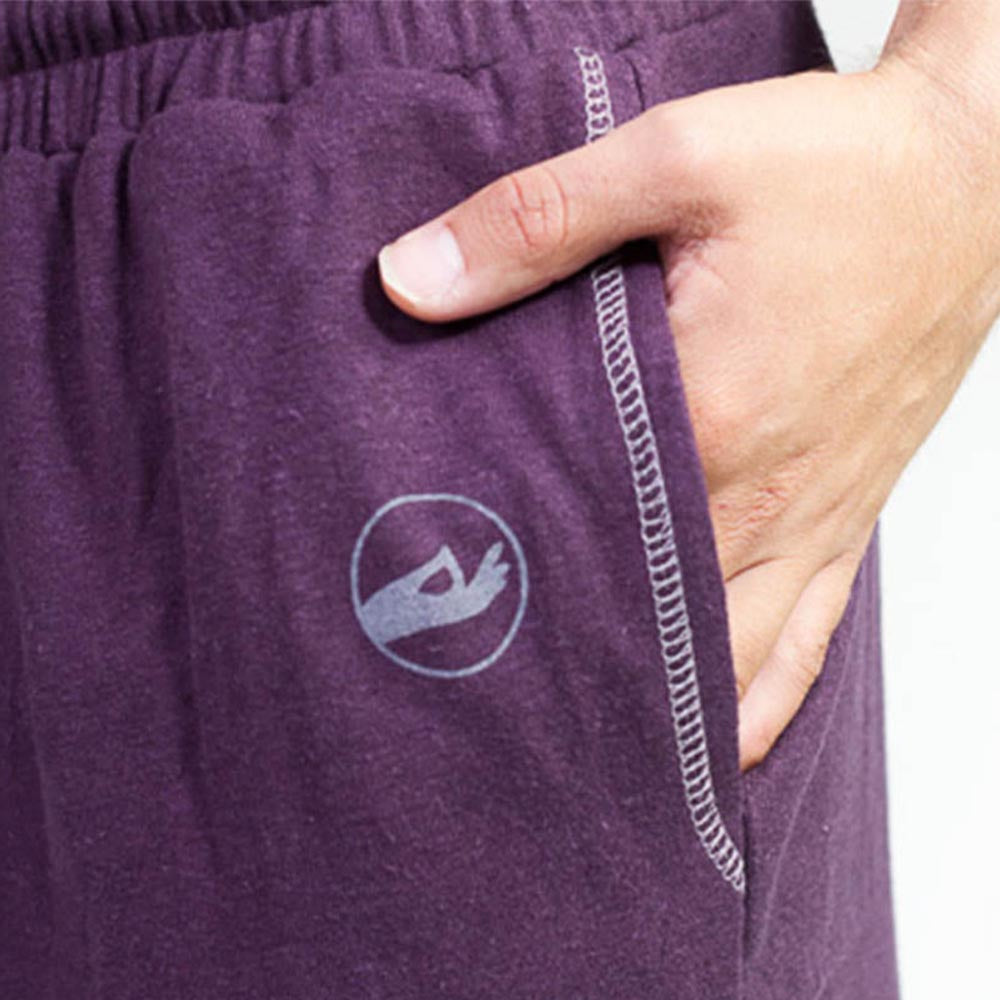 Pantalon yoga homme en chanvre biologique Prune - Coupe pantacourt