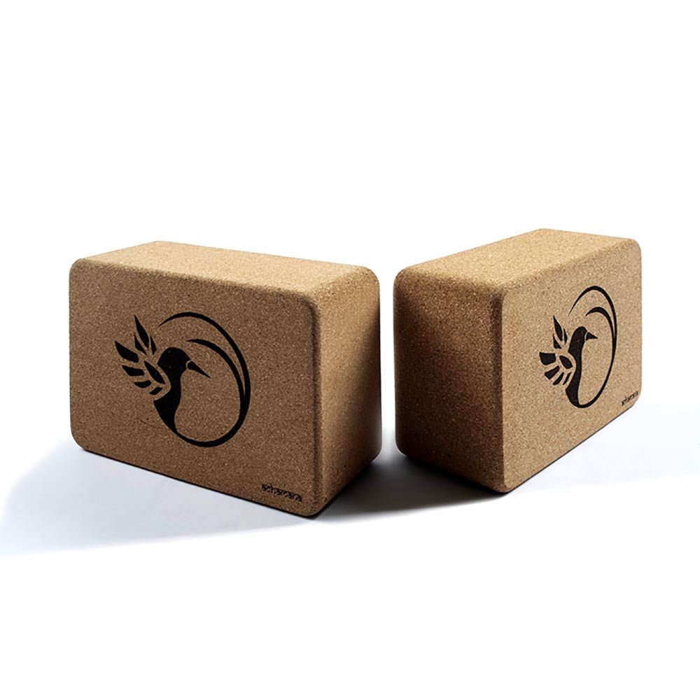 - Bloc de yoga en liège 9,5x15x23 cm bords arrondis Colibri gravé - Accessoires de yoga, vêtements et tapis de yoga au naturel