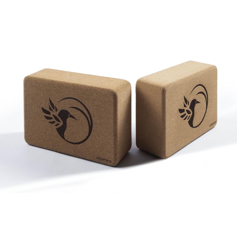 - Bloc de yoga en liège aggloméré 7,5x15x23 cm bords arrondis Colibri gravé - Accessoires de yoga, vêtements et tapis de yoga au naturel