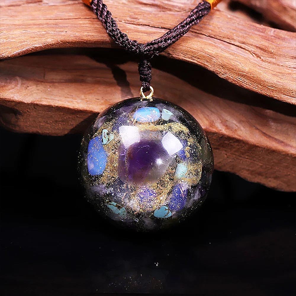 - Collier pendentif dôme orgonite Améthyste - Accessoires de yoga, vêtements et tapis de yoga au naturel