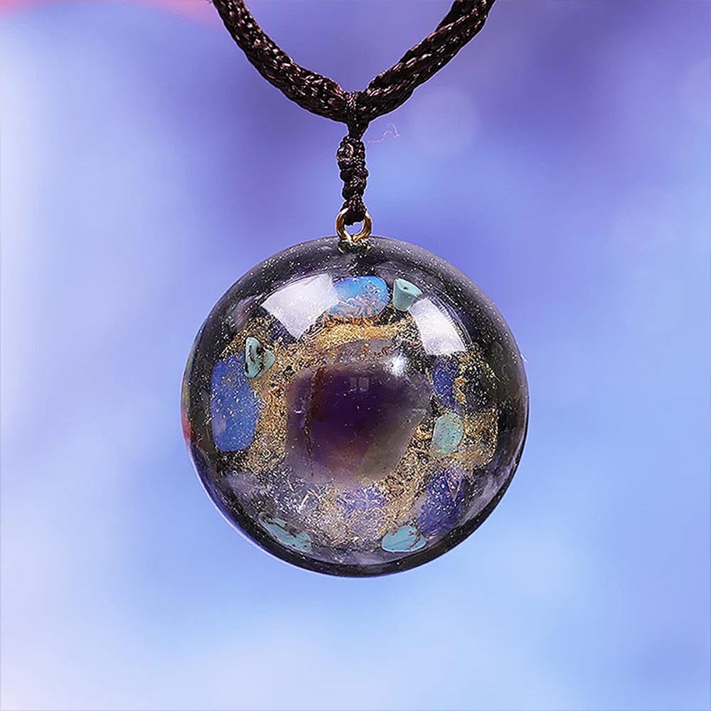 - Collier pendentif dôme orgonite Améthyste - Accessoires de yoga, vêtements et tapis de yoga au naturel