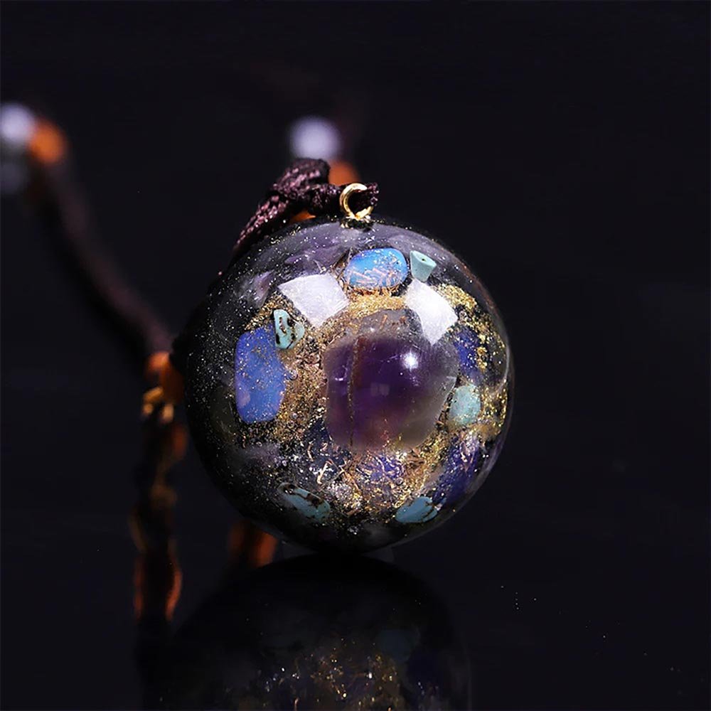 - Collier pendentif dôme orgonite Améthyste - Accessoires de yoga, vêtements et tapis de yoga au naturel