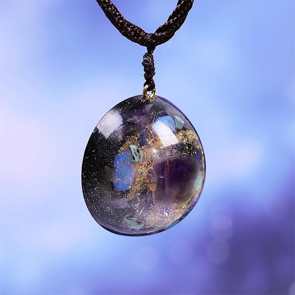 - Collier pendentif dôme orgonite Améthyste - Accessoires de yoga, vêtements et tapis de yoga au naturel