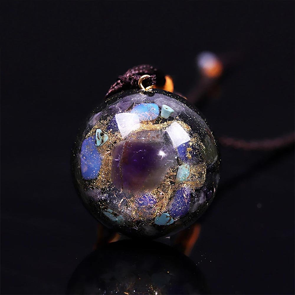 - Collier pendentif dôme orgonite Améthyste - Accessoires de yoga, vêtements et tapis de yoga au naturel