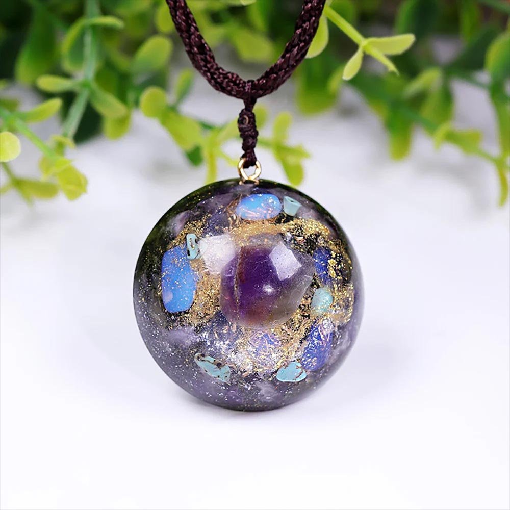 - Collier pendentif dôme orgonite Améthyste - Accessoires de yoga, vêtements et tapis de yoga au naturel