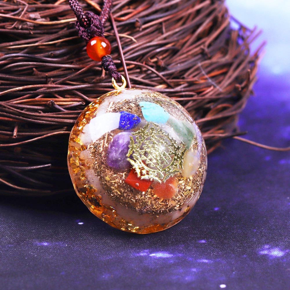 Pendentif orgone anti onde 7 chakras Sriyantra | Accessoires -yoga