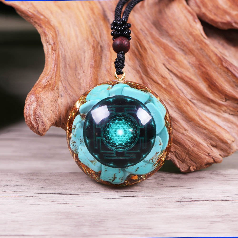 Orgonite anti onde Turquoise Sriyantra | Accessoires-yoga,