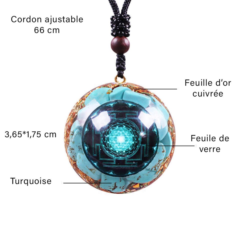 Composition Orgone anti onde Turquoise Sriyantra | Accessoire-yoga