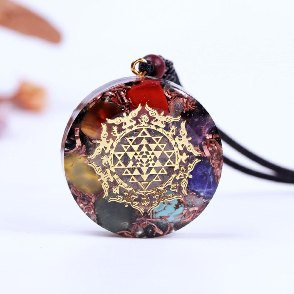 - Collier pendentif orgonite anti onde 7 chakras Obsidienne - Accessoires de yoga, vêtements et tapis de yoga au naturel