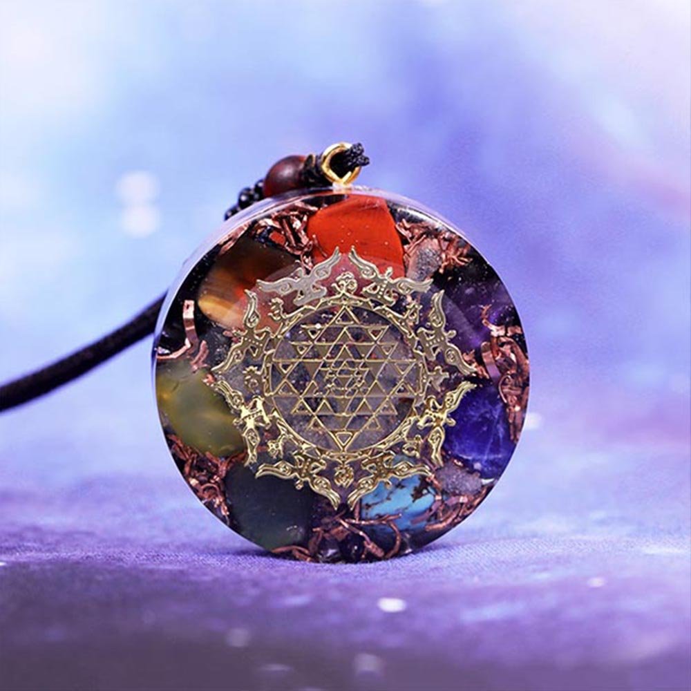 - Collier pendentif orgonite anti onde 7 chakras Obsidienne - Accessoires de yoga, vêtements et tapis de yoga au naturel