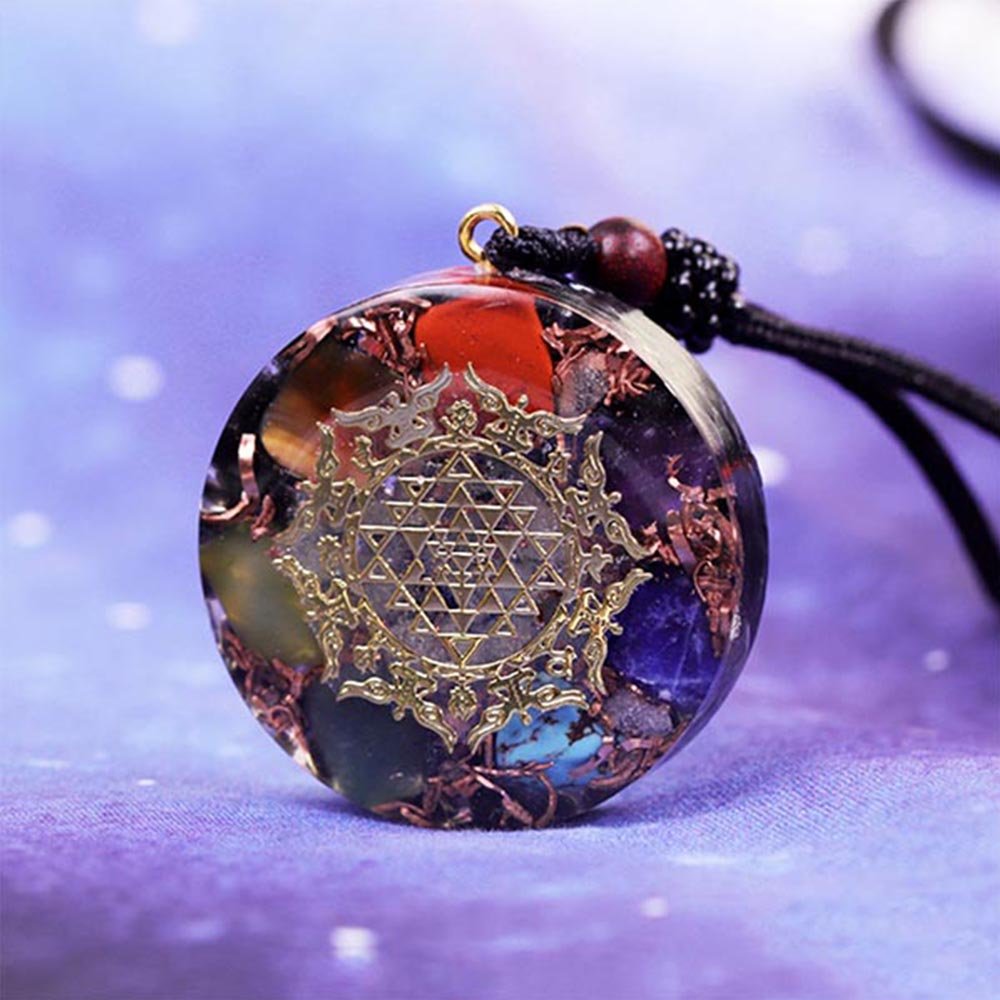 - Collier pendentif orgonite anti onde 7 chakras Obsidienne - Accessoires de yoga, vêtements et tapis de yoga au naturel