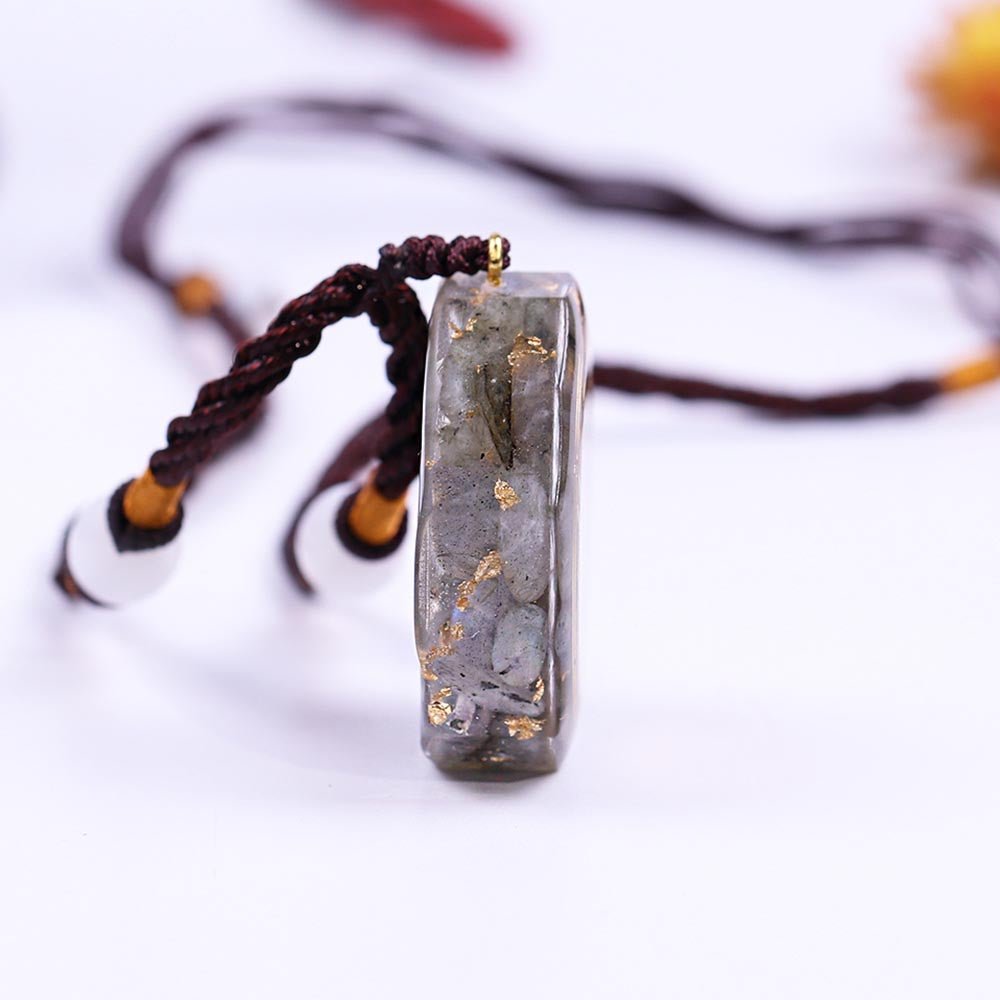 - Collier pendentif orgonite anti onde Labradorite Fleur de vie - Accessoires de yoga, vêtements et tapis de yoga au naturel