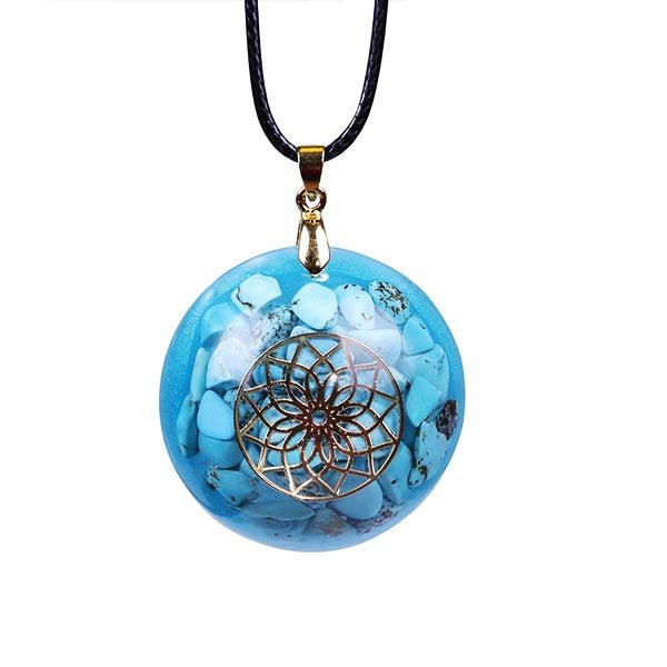 - Collier pendentif orgonite anti onde Turquoise Mandala - Accessoires de yoga, vêtements et tapis de yoga au naturel