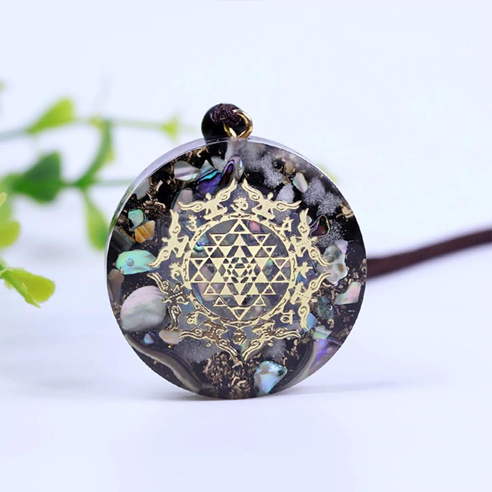 - Collier pendentif orgonite méditation anti onde sriyantra - Accessoires de yoga, vêtements et tapis de yoga au naturel