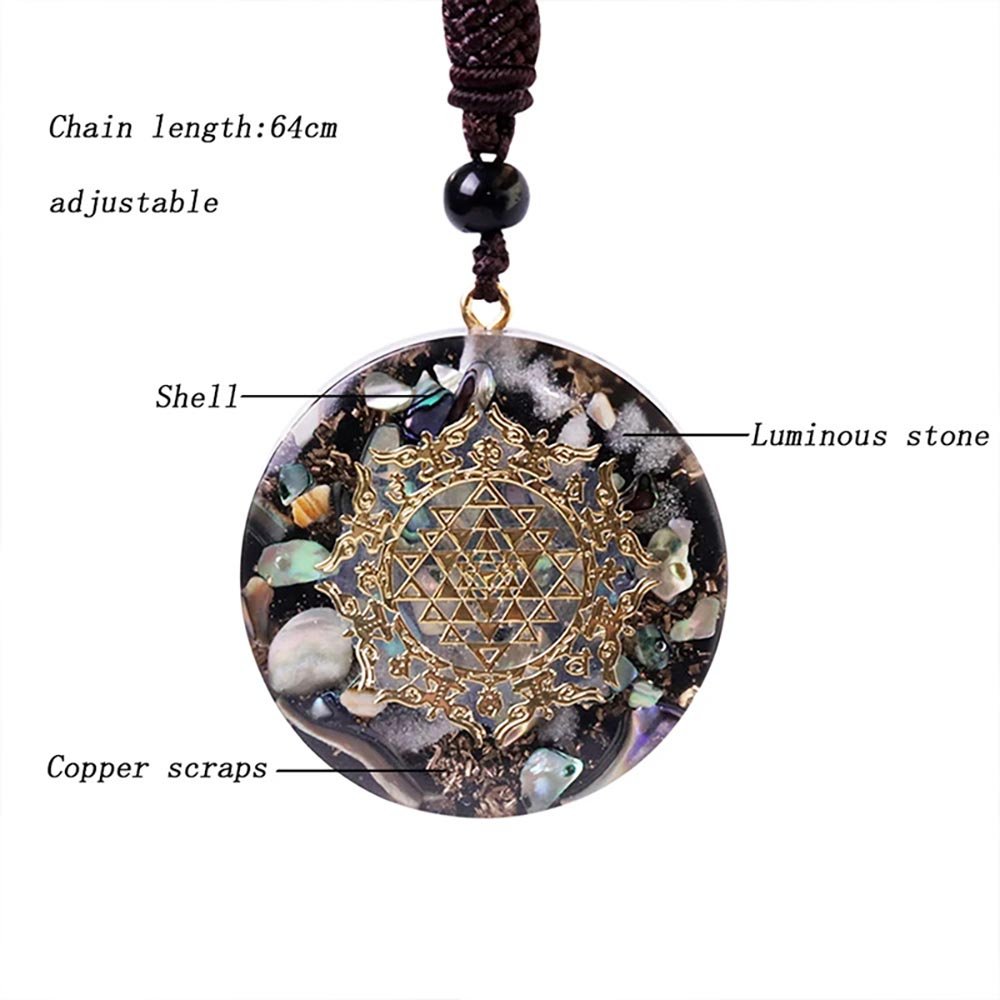 - Collier pendentif orgonite méditation anti onde sriyantra - Accessoires de yoga, vêtements et tapis de yoga au naturel