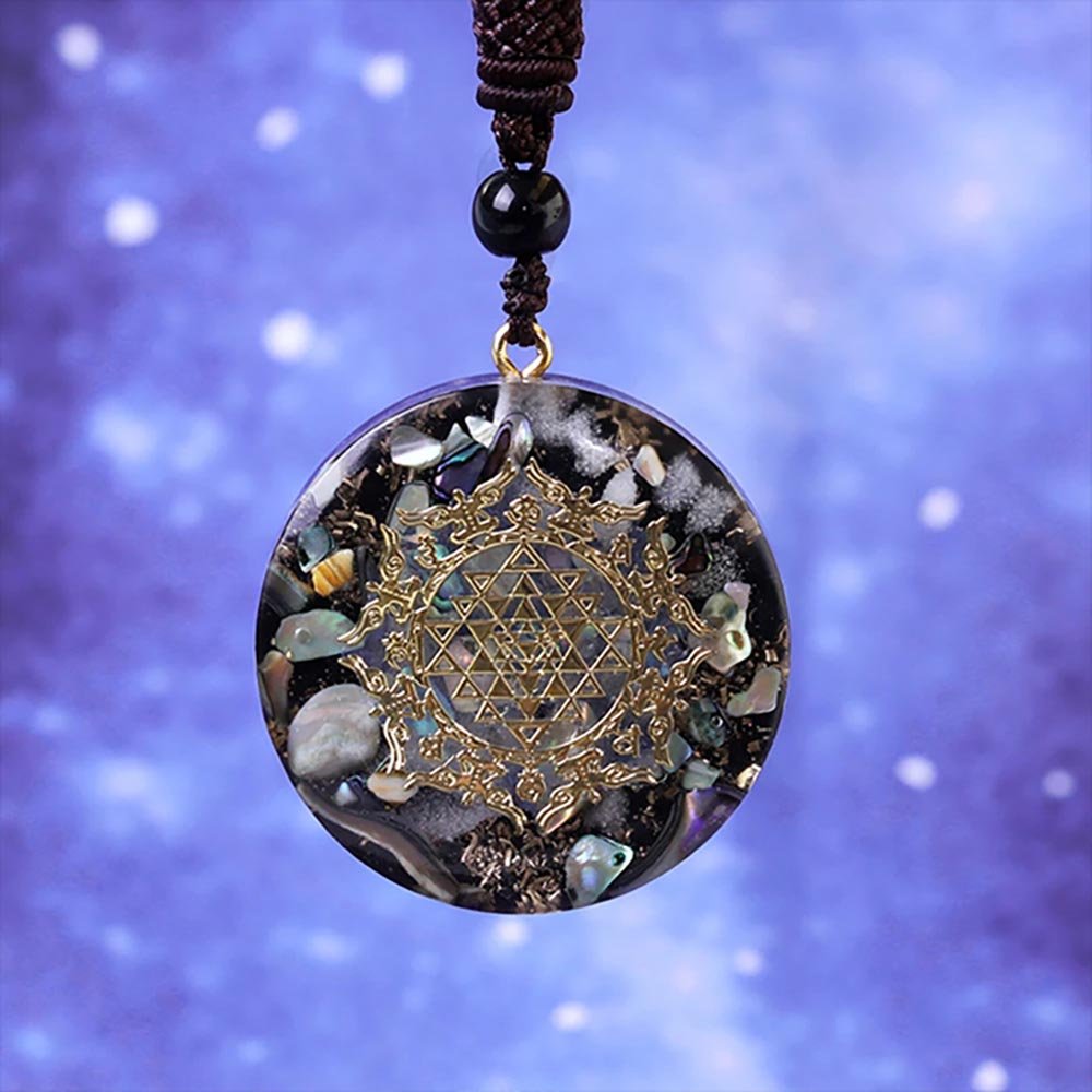 - Collier pendentif orgonite méditation anti onde sriyantra - Accessoires de yoga, vêtements et tapis de yoga au naturel