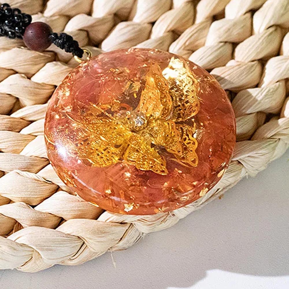 - Collier pendentif orgonite méditation Quartz melon Papillon ciselé Arbre de vie - Accessoires de yoga, vêtements et tapis de yoga au naturel