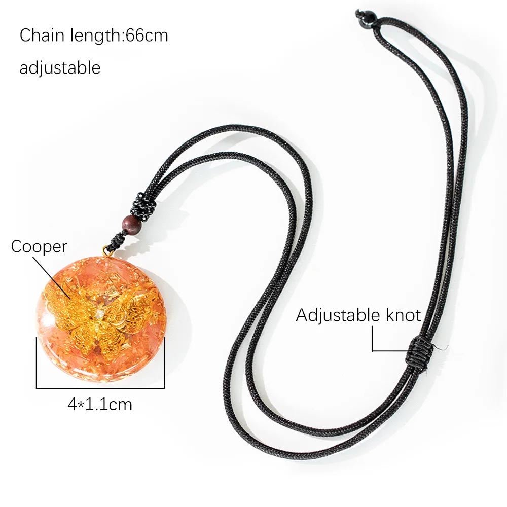- Collier pendentif orgonite méditation Quartz melon Papillon ciselé Arbre de vie - Accessoires de yoga, vêtements et tapis de yoga au naturel