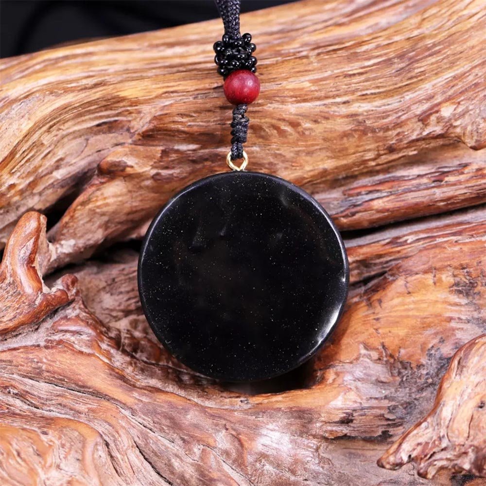 - Collier pendentif orgonite Oei d'Horus Jaspe rouge et Obsidienne - Accessoires de yoga, vêtements et tapis de yoga au naturel