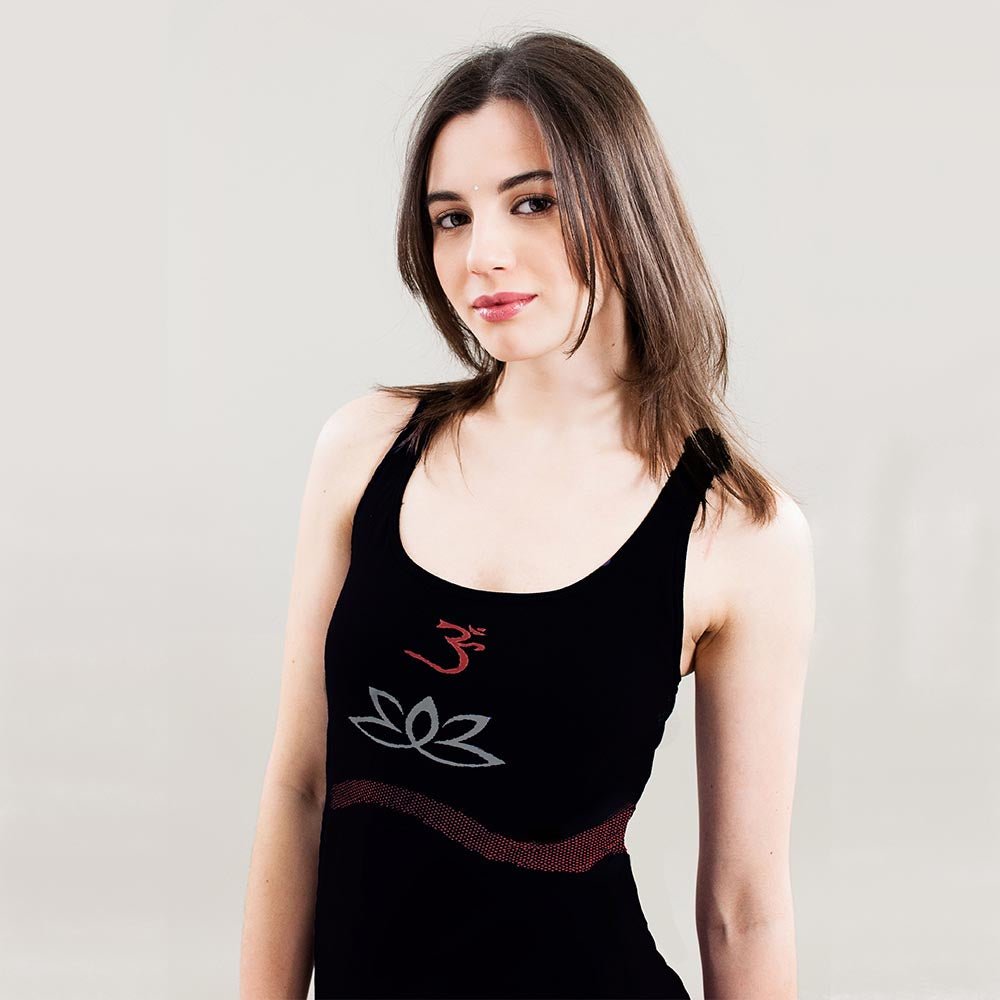 XS/S - Débardeur yoga, sans coutures 70% coton bio, Haut de yoga soutien intégré noir - Accessoires de yoga, vêtements et tapis de yoga au naturel
