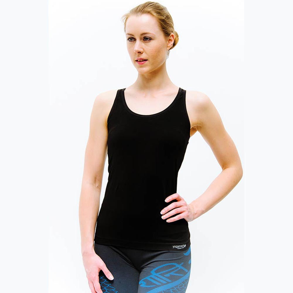 XS - Haut de yoga bambou, sans coutures - dos dentellé, soutien intégré - Noir - Accessoires de yoga, vêtements et tapis de yoga au naturel