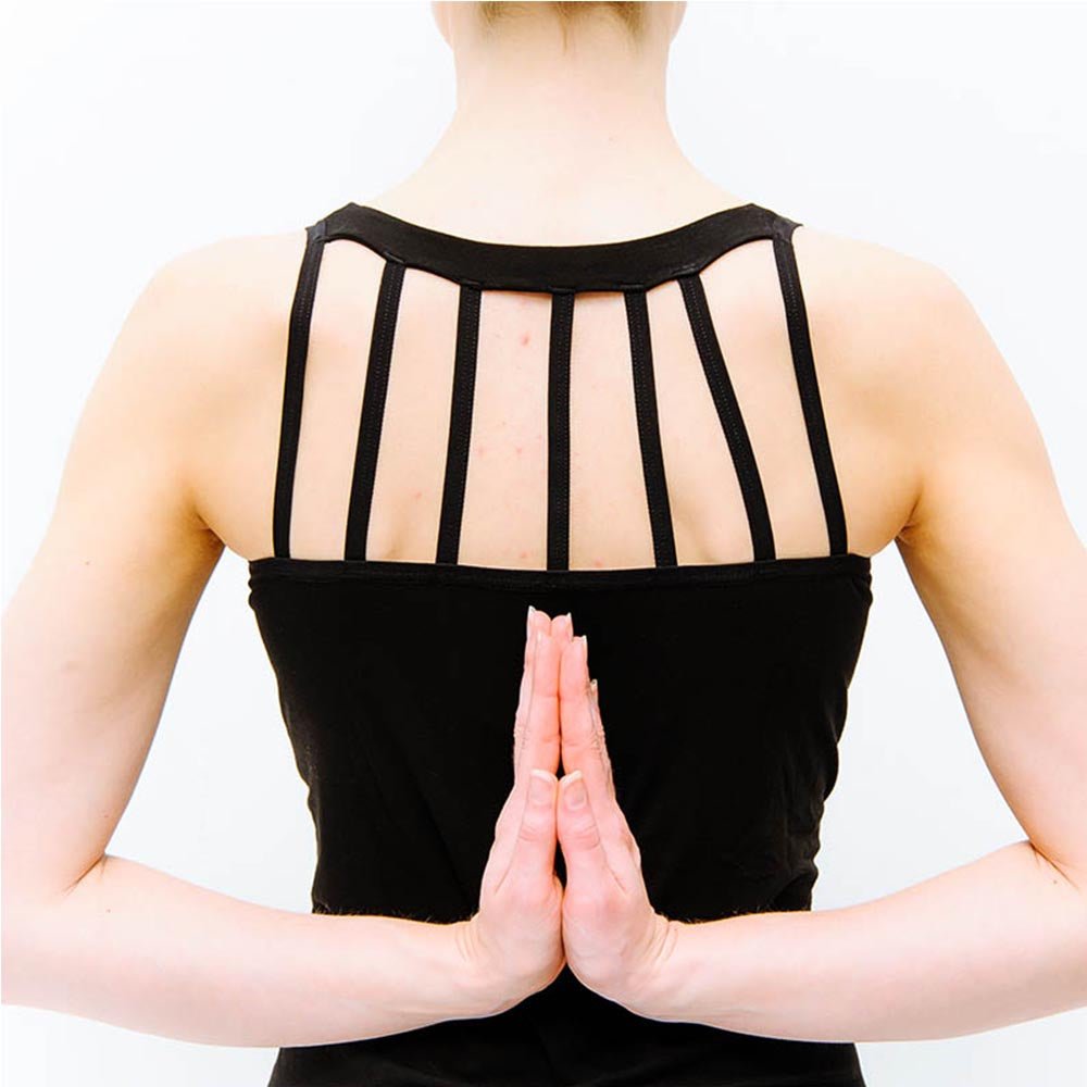 XS - Haut de yoga bambou, sans coutures - dos dentellé, soutien intégré - Noir - Accessoires de yoga, vêtements et tapis de yoga au naturel