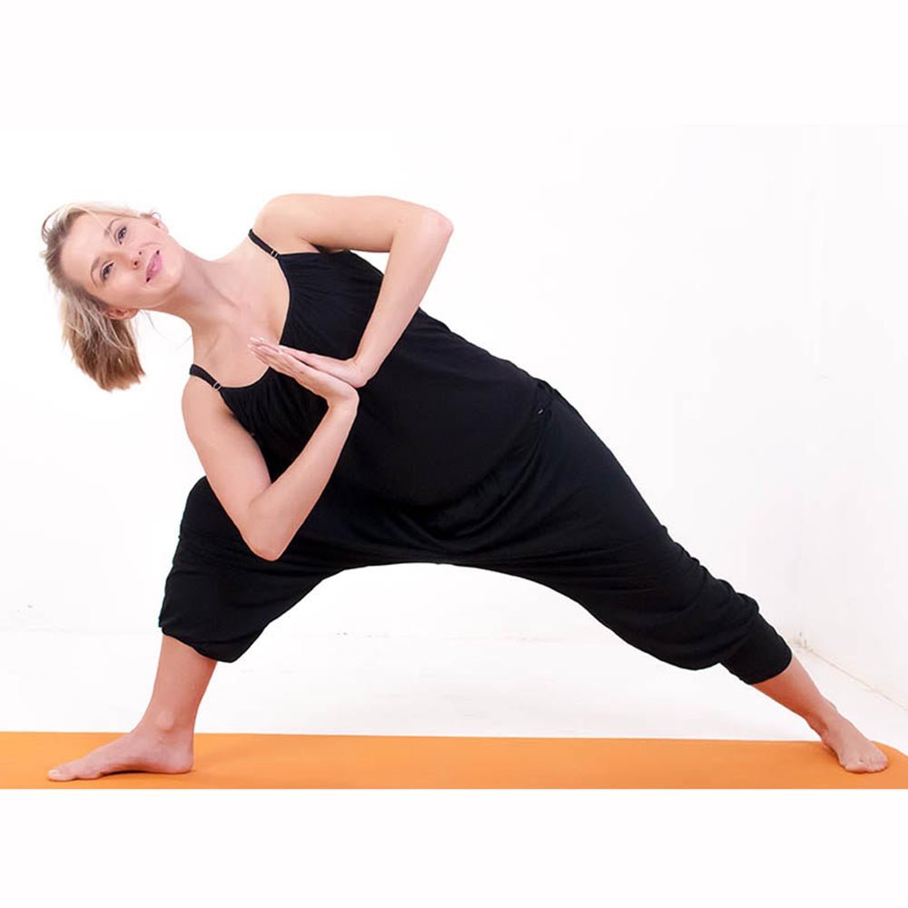 XS/S - Haut de yoga flow ample - T-shirt yoga femme soutien intégré - Noir - Accessoires de yoga, vêtements et tapis de yoga au naturel