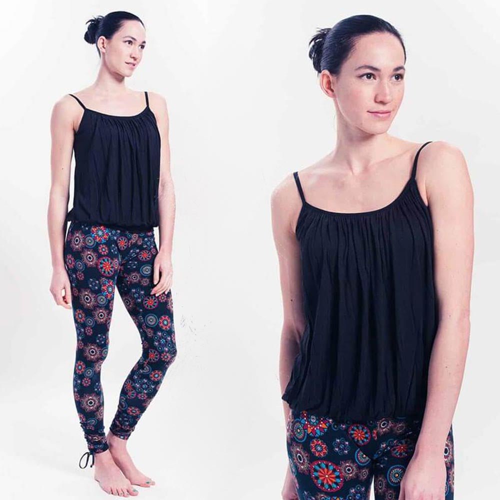 XS/S - Haut de yoga flow ample - T-shirt yoga femme soutien intégré - Noir - Accessoires de yoga, vêtements et tapis de yoga au naturel