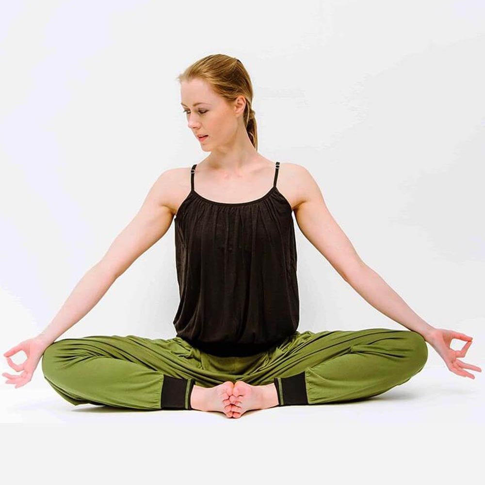 XS/S - Haut de yoga flow ample - T-shirt yoga femme soutien intégré - Noir - Accessoires de yoga, vêtements et tapis de yoga au naturel