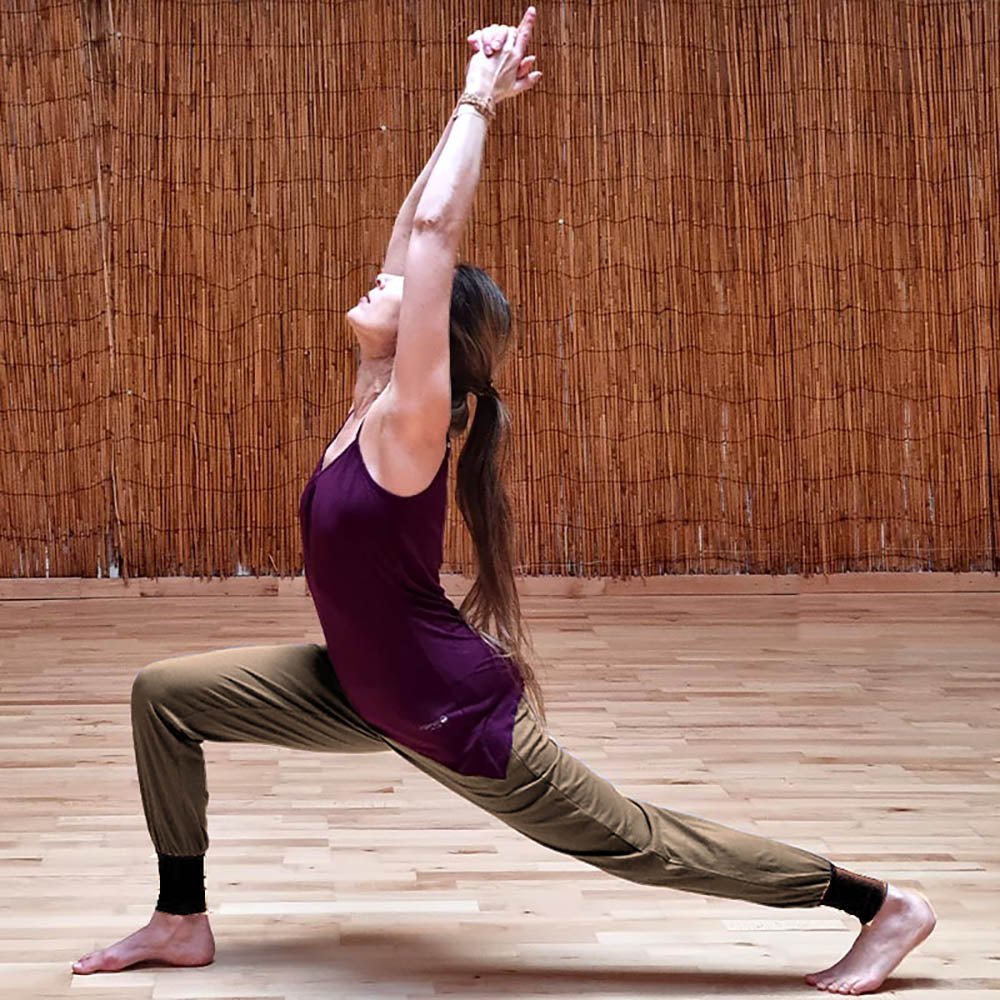 XS/S - 36/38 - Haut yoga femme asymétrique fluide - bretelles réglables en Bambou - Prune - Accessoires de yoga, vêtements et tapis de yoga au naturel
