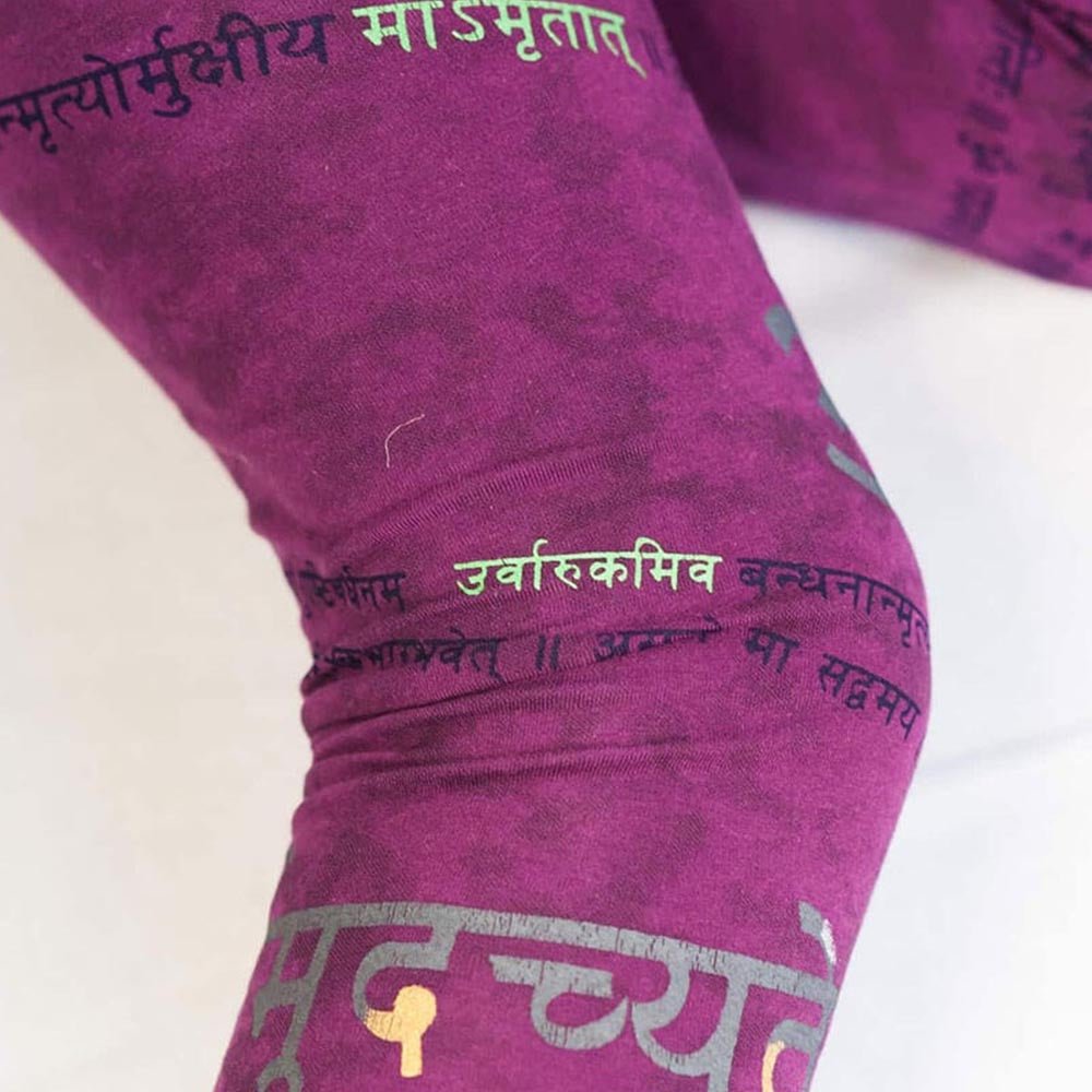 XS - Legging de yoga et Pilates Taille haute - yin Yang - Om Tryambakam mantra - Accessoires de yoga, vêtements et tapis de yoga au naturel