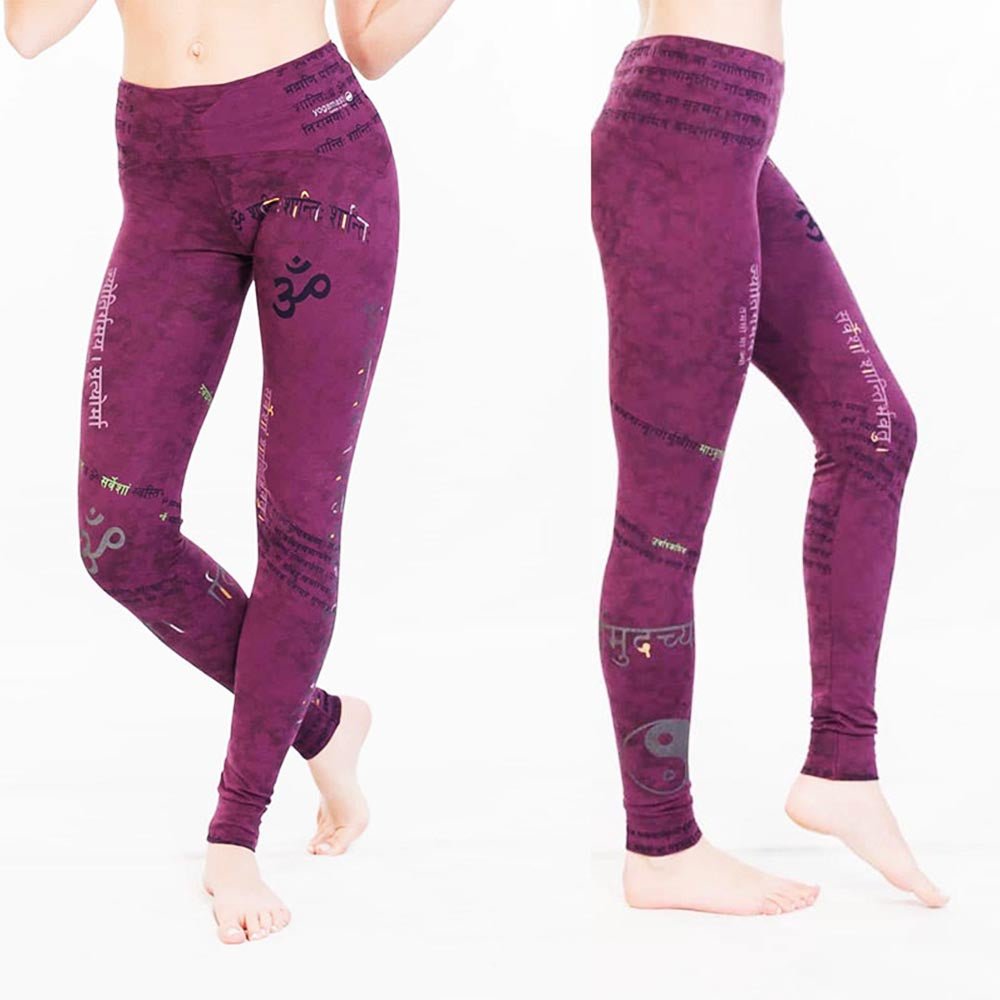 XS - Legging de yoga et Pilates Taille haute - yin Yang - Om Tryambakam mantra - Accessoires de yoga, vêtements et tapis de yoga au naturel