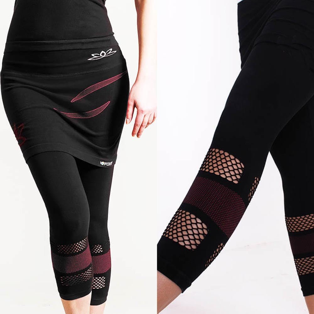 XS/S - Legging jupe de yoga sans couture 70% coton Bio - Lotus noir - Accessoires de yoga, vêtements et tapis de yoga au naturel