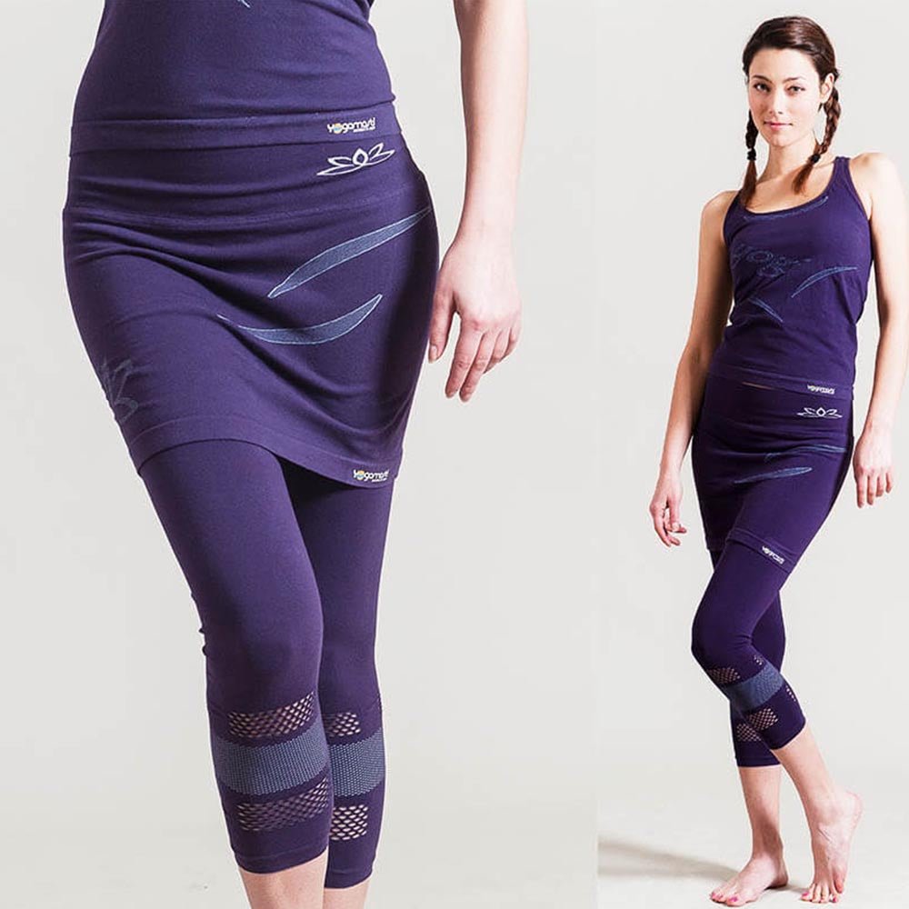 XS/S - Legging jupe de yoga sans couture 70% coton Bio - Lotus violet - Accessoires de yoga, vêtements et tapis de yoga au naturel