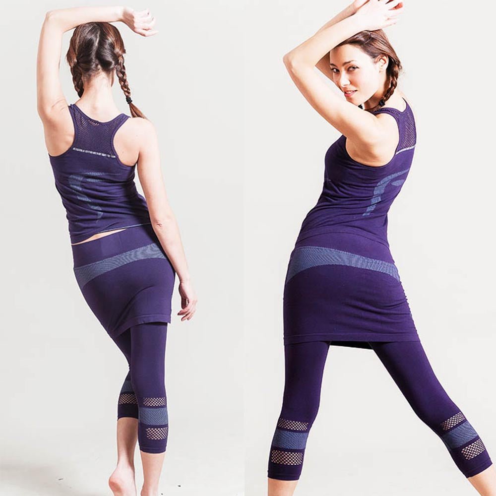 XS/S - Legging jupe de yoga sans couture 70% coton Bio - Lotus violet - Accessoires de yoga, vêtements et tapis de yoga au naturel