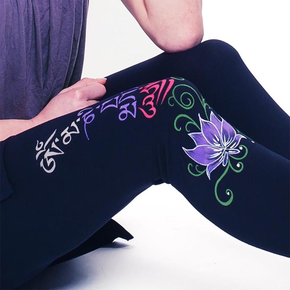 XS - Legging jupe yoga fleur de lotus mantra Om Mani Padme Hum - Accessoires de yoga, vêtements et tapis de yoga au naturel