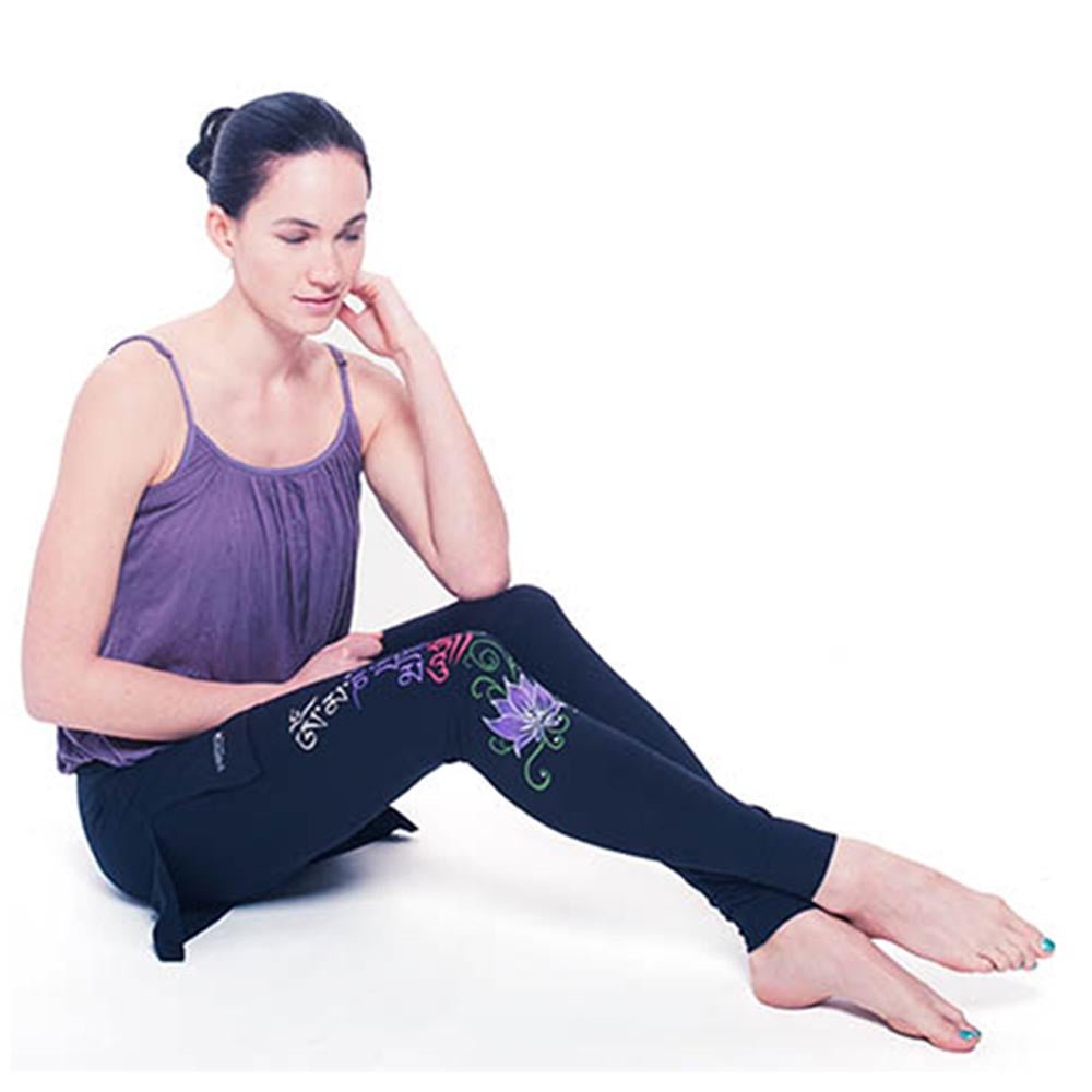 XS - Legging jupe yoga fleur de lotus mantra Om Mani Padme Hum - Accessoires de yoga, vêtements et tapis de yoga au naturel