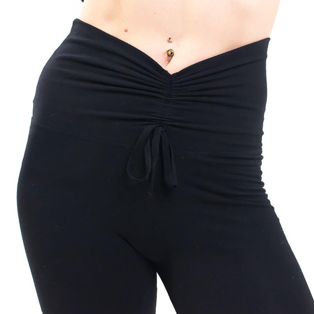 XS - Legging yoga femme long, taille haute, noir, motifs Om peints à la main - Accessoires de yoga, vêtements et tapis de yoga au naturel