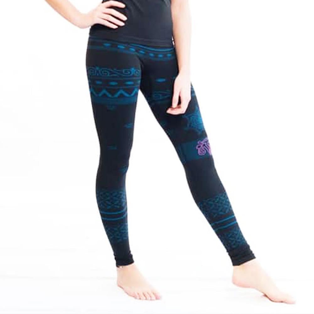 XS / S - Legging yoga sans couture taille haute 70% coton bio anti sueur, Om Tibétain - Accessoires de yoga, vêtements et tapis de yoga au naturel