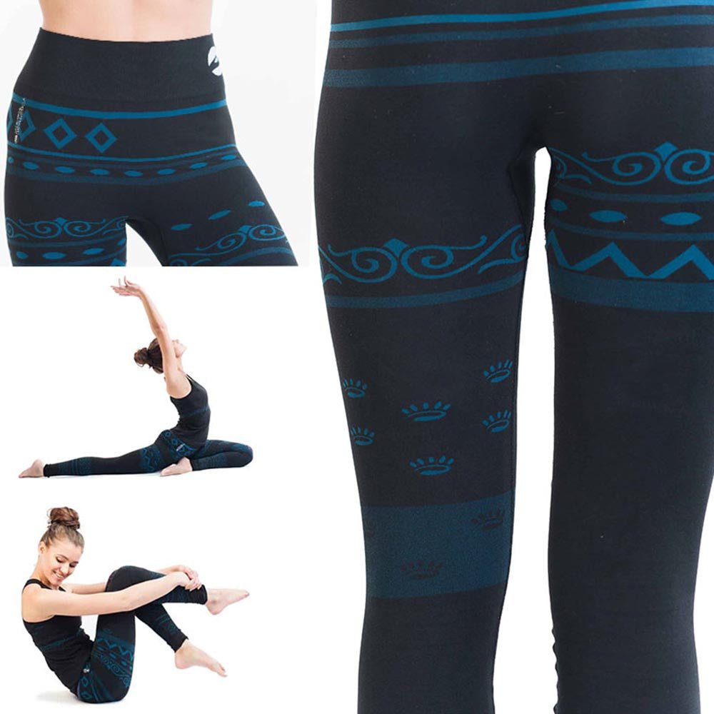 XS / S - Legging yoga sans couture taille haute 70% coton bio anti sueur, Om Tibétain - Accessoires de yoga, vêtements et tapis de yoga au naturel