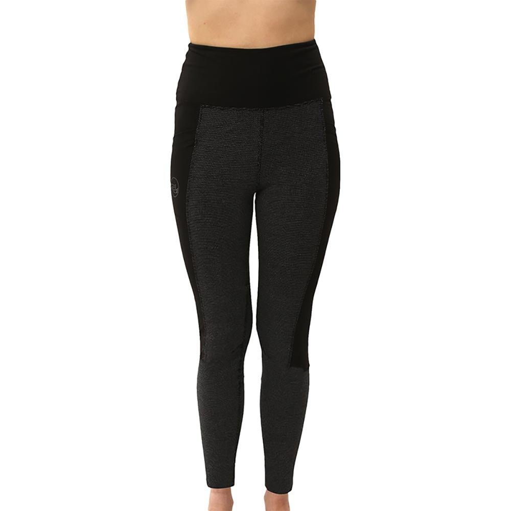 Taille XS/S - 36/38 - Legging yoga taille haute noir et gris - Coton bion certifié GOTS - Accessoires de yoga, vêtements et tapis de yoga au naturel