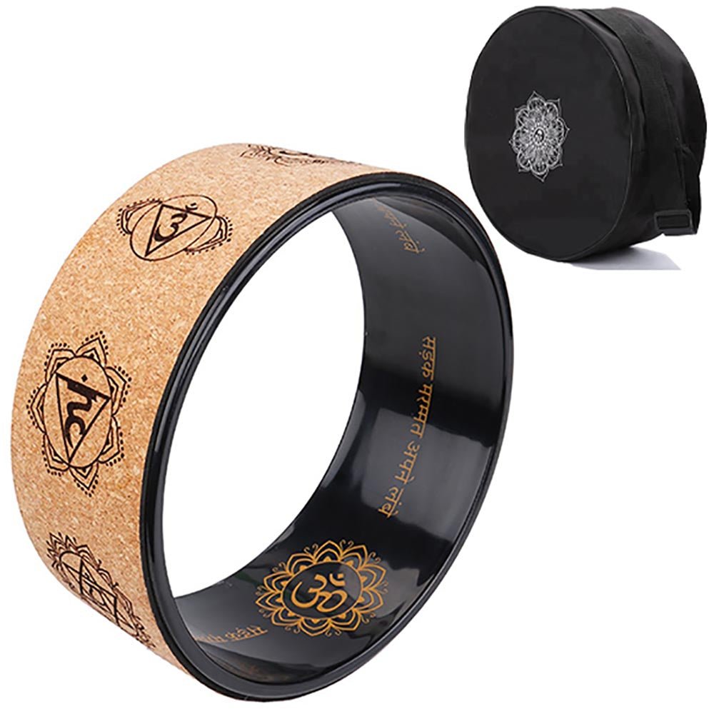 - Pack yoga liège (débutant & yogi) - 1 roue, 1 brique et 1 bloc liège, 1 sangle XL - Accessoires de yoga, vêtements et tapis de yoga au naturel
