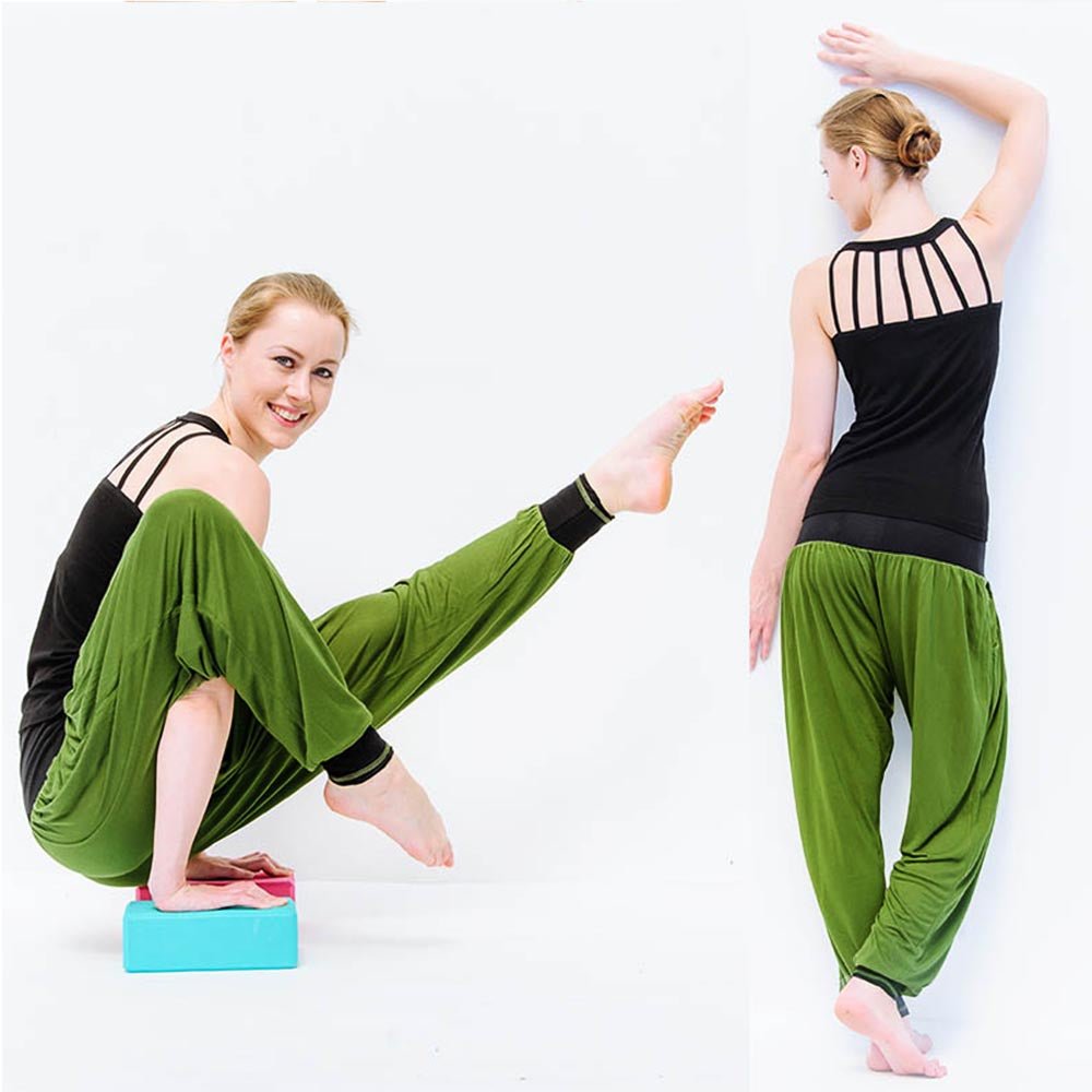 S/M - Pantalon de yoga femme ample à taille haute - Vert Olive - Accessoires de yoga, vêtements et tapis de yoga au naturel