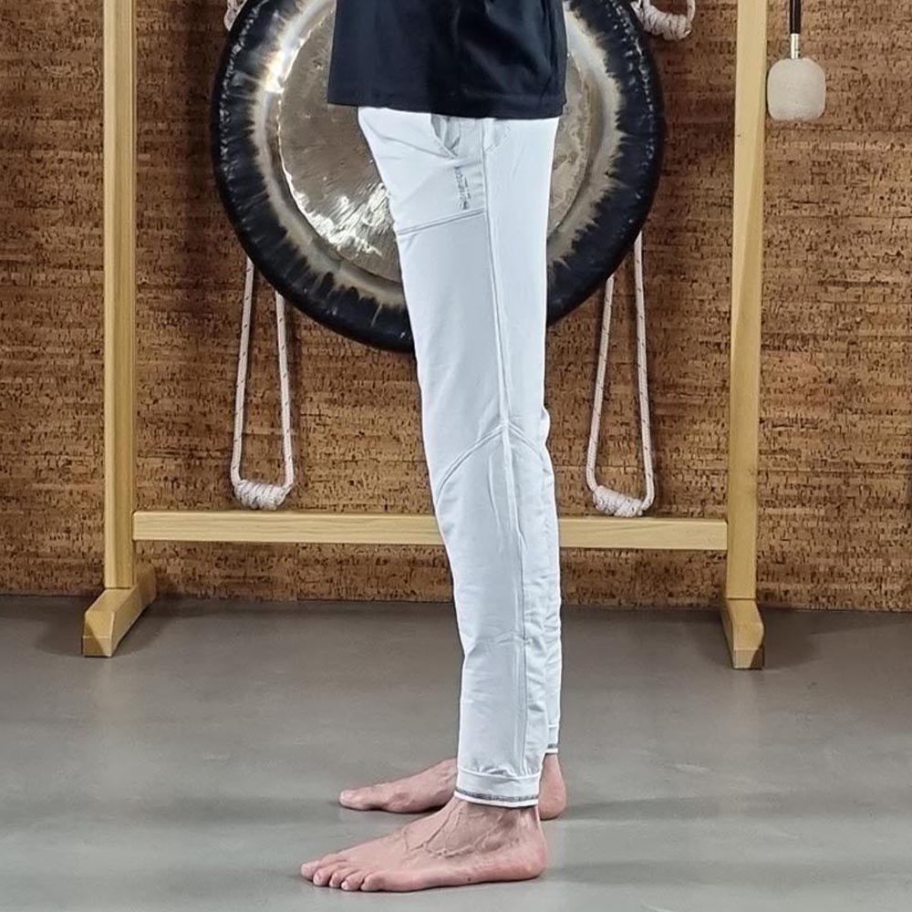 S/M - Pantalon de Yoga homme Slim Fit Blanc - Tatouage sacré - Kundalini - Accessoires de yoga, vêtements et tapis de yoga au naturel