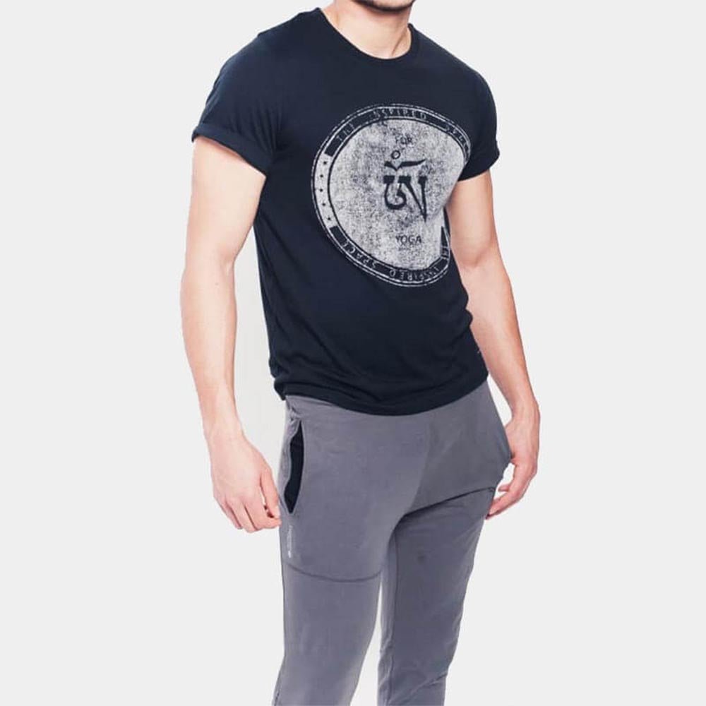 S/M - Pantalon de Yoga homme Slim Fit Gris - Tatouage sacré - Accessoires de yoga, vêtements et tapis de yoga au naturel