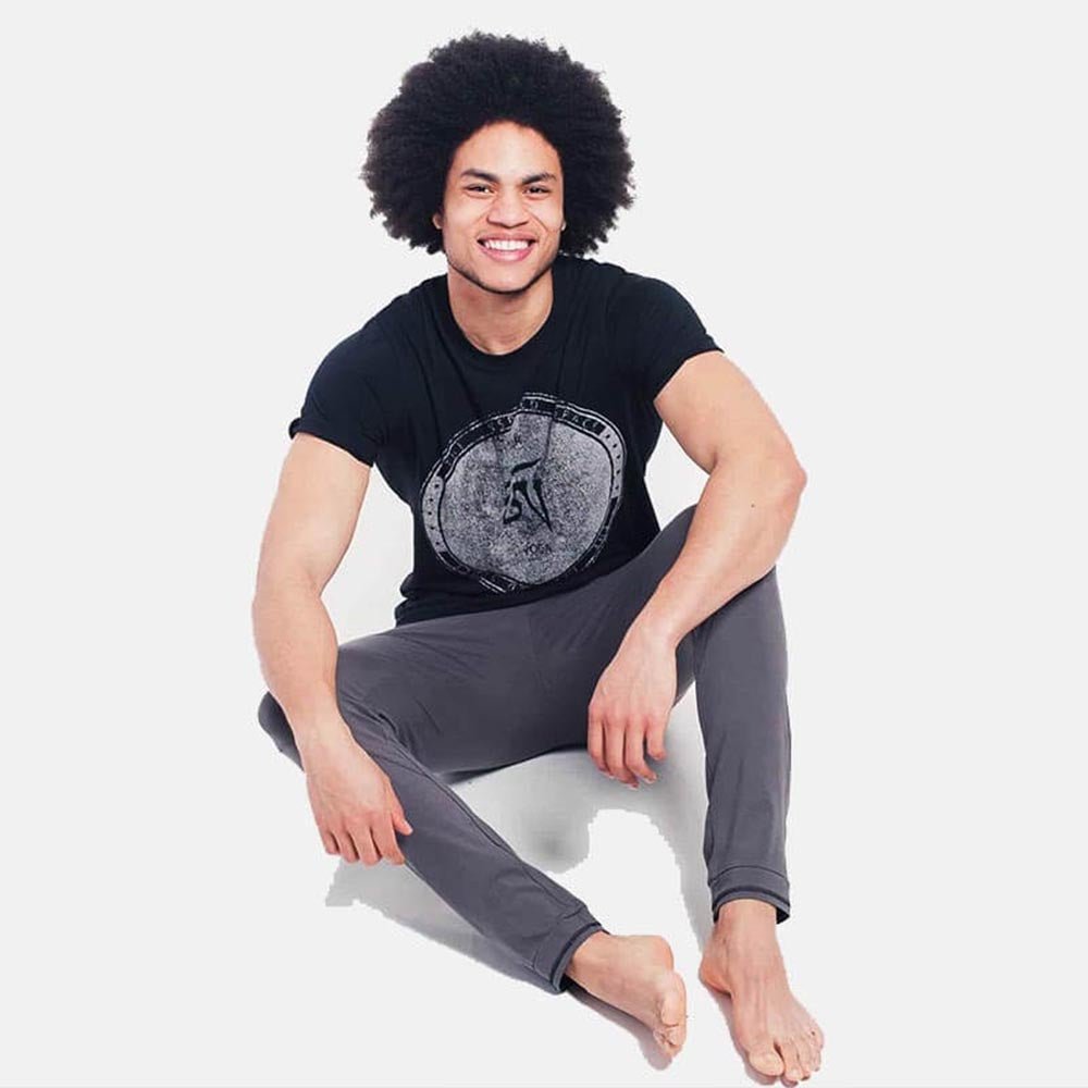 S/M - Pantalon de Yoga homme Slim Fit Gris - Tatouage sacré - Accessoires de yoga, vêtements et tapis de yoga au naturel