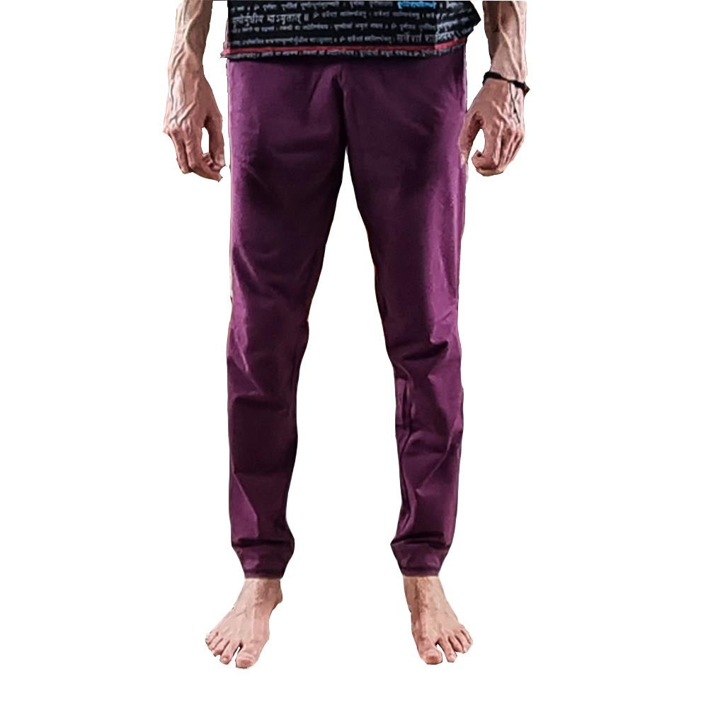 S/M - Pantalon de Yoga homme Slim Fit Prune - Accessoires de yoga, vêtements et tapis de yoga au naturel