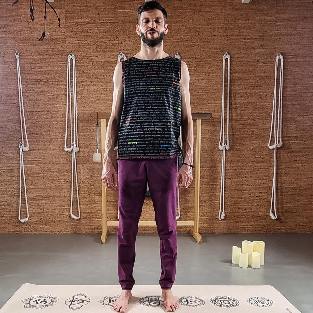 S/M - Pantalon de Yoga homme Slim Fit Prune - Accessoires de yoga, vêtements et tapis de yoga au naturel
