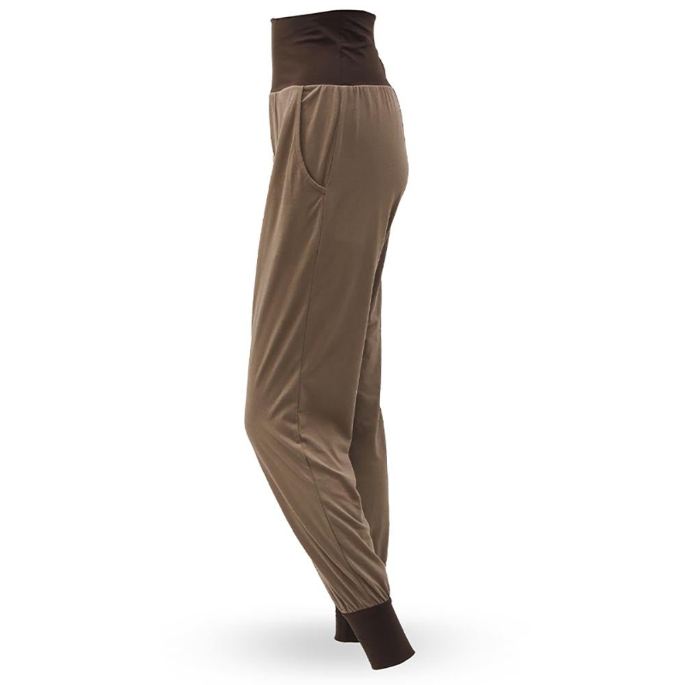XS/S - 36/38 - Pantalon yoga ample pour femme - Coton bio certifié GOTS "Marron-gris" - Accessoires de yoga, vêtements et tapis de yoga au naturel