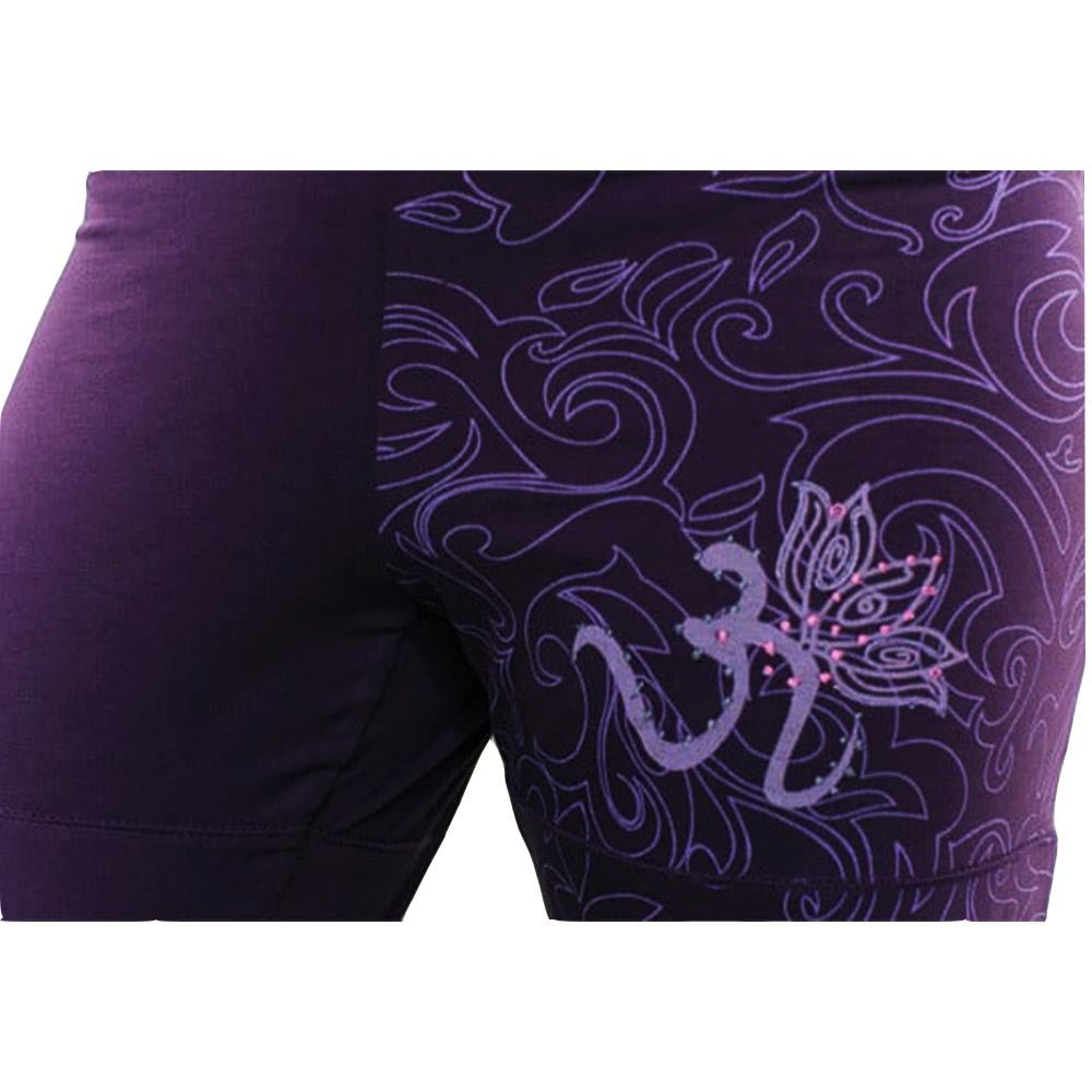 S/M - Pantalon yoga femme aubergine - Coton prémium - motif om Maori - Accessoires de yoga, vêtements et tapis de yoga au naturel